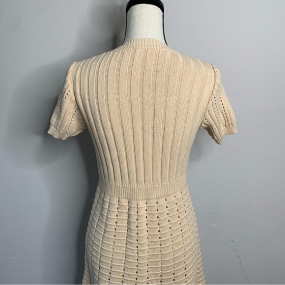 Zoe & Claire Cream Fit & Flare Short Sleeve Midi Sweater Dress - Picture 10 of 15